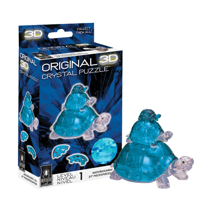 3D Crystal Puzzle - Tranquil Turtles Assembly (Blue): 37 Pcs