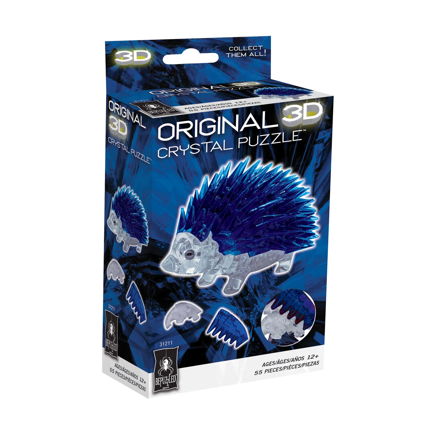 Blue Hedgehog 3D Crystal Puzzle - 55 Interlocking Pieces