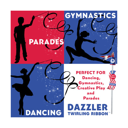 Patriotic USA Dazzler Twirling Ribbon with Glitter Wand