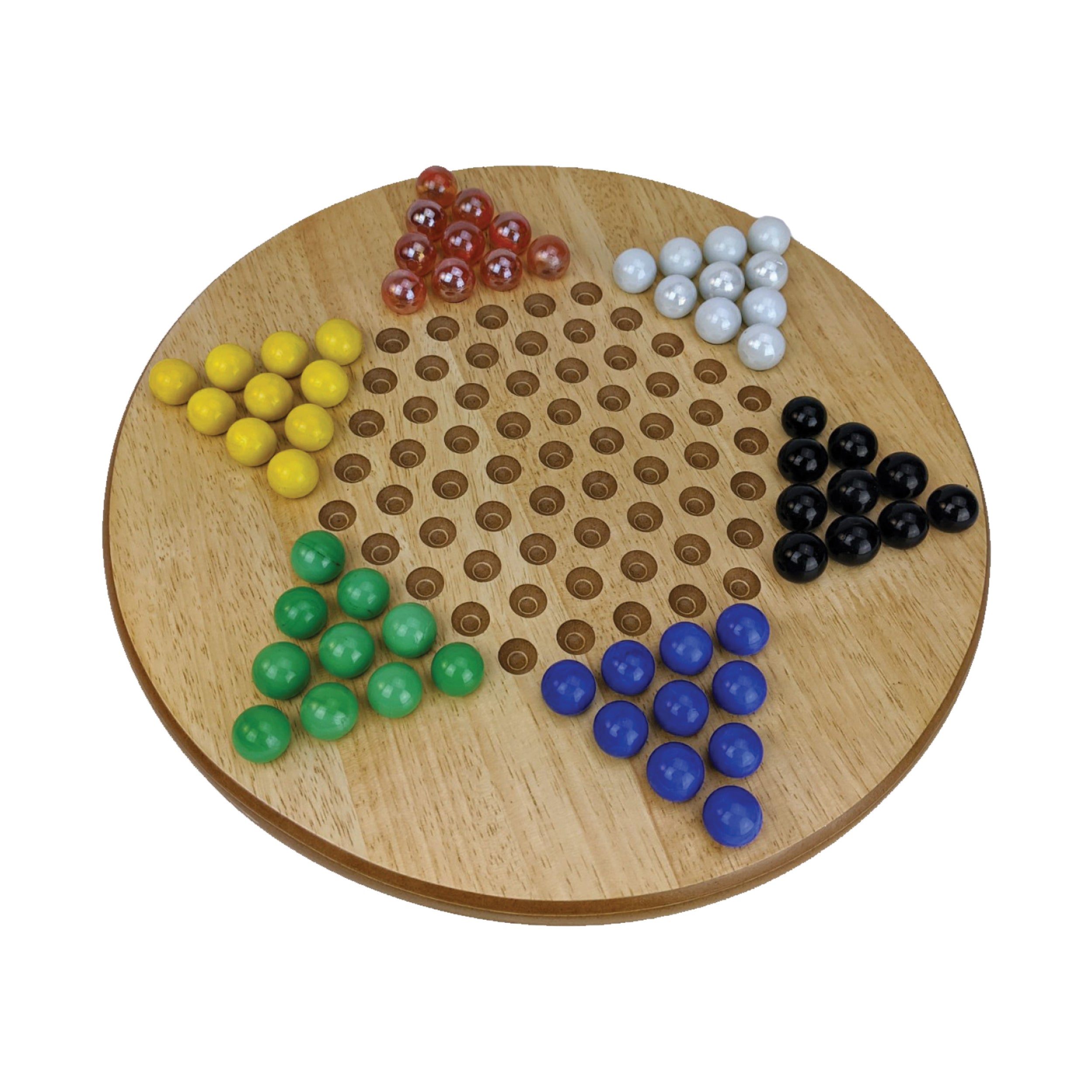 Classic Wooden Chinese Checkers Board Game with Glass Marbles – Toys