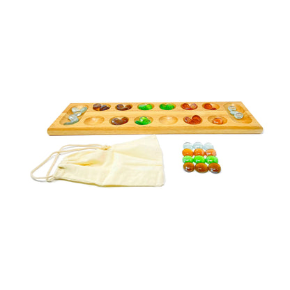 Ancient Strategy Mancala Game with Solid Wood Board