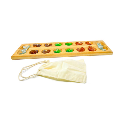 Ancient Strategy Mancala Game with Solid Wood Board