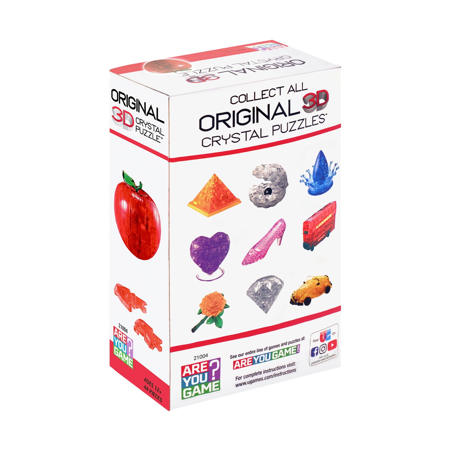 Translucent Red Apple 3D Crystal Puzzle - 44 Pieces