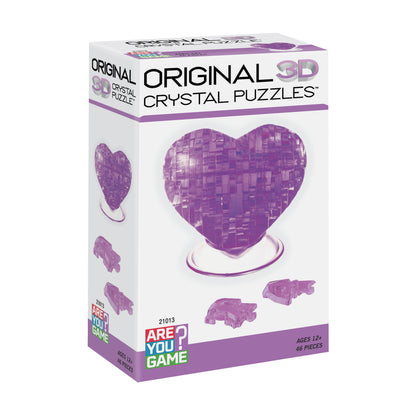 Enchanting Heart-Shaped Purple 3D Crystal Puzzle - 46 Pcs