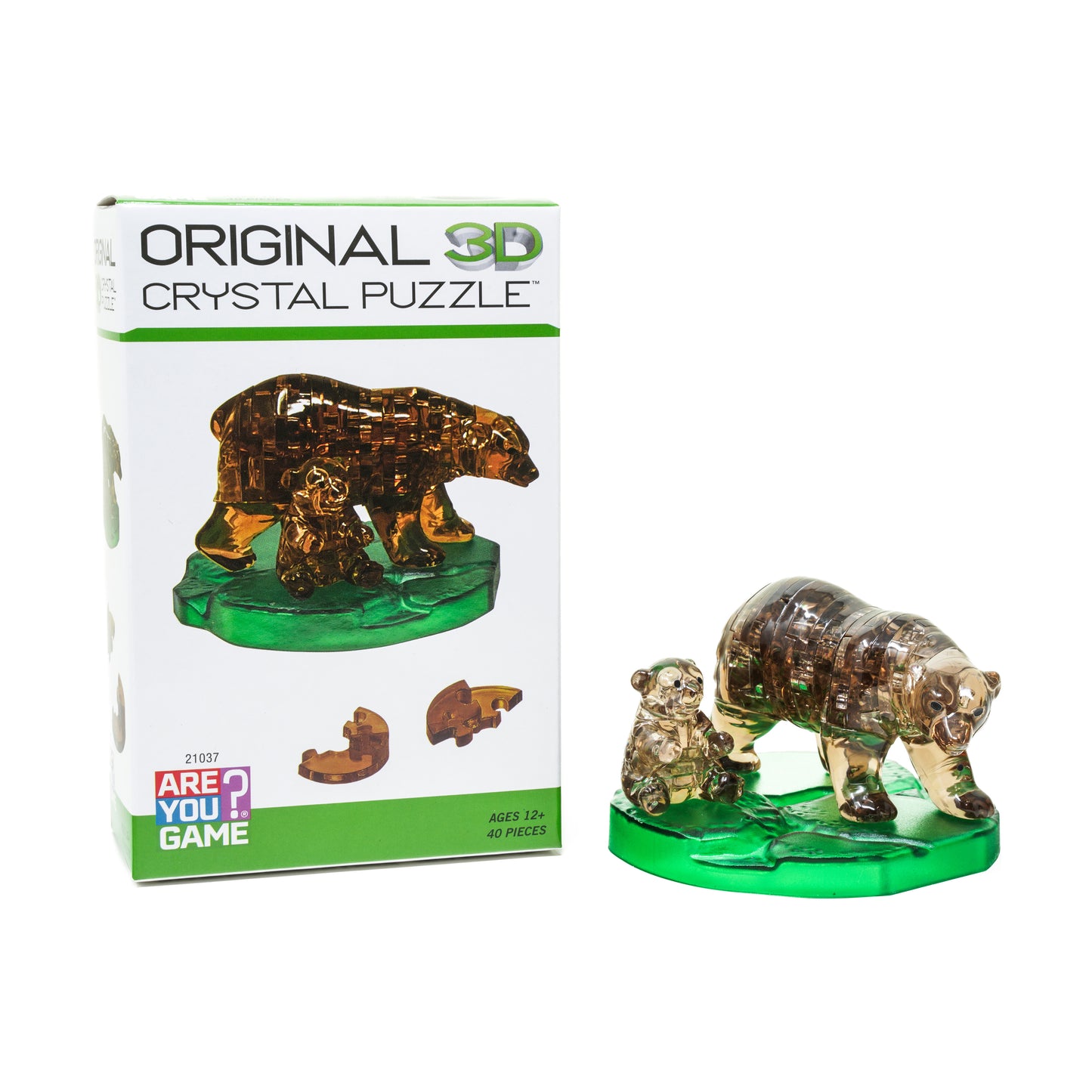 3D Crystal Puzzle - Brown Bear and Baby: Enchanting Wilderness Adventure, 40 Pcs