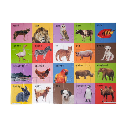 Priddy First 100 Animals 24 Pc Mix & Match Puzzle Tin