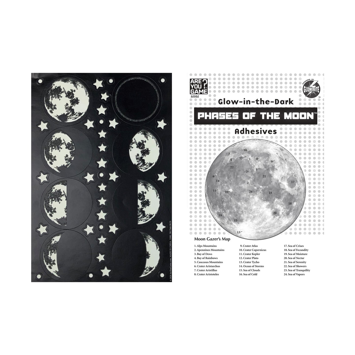 Luminous Moonlight Magic: Glow-in-the-Dark Phases of the Moon Adhesives