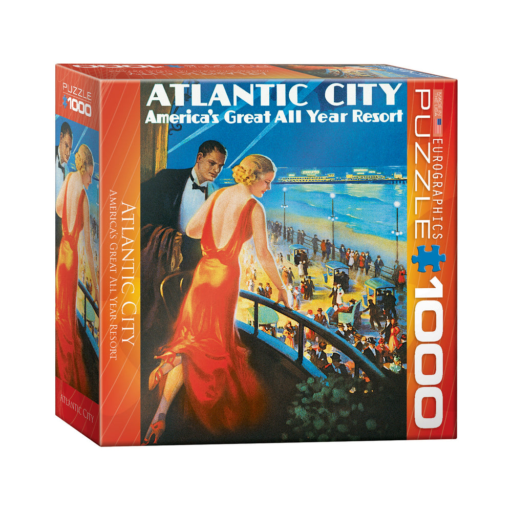 Eurographics Atlantic City Vintage Travel Poster Puzzle - 1000 pc