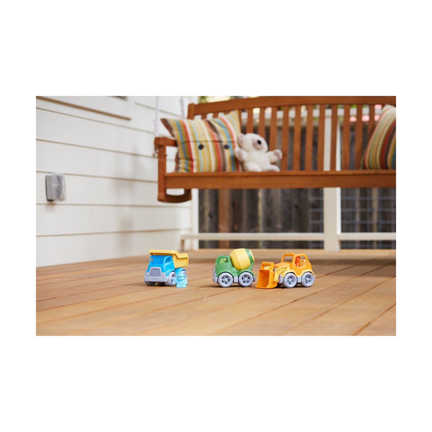 Green Toys Eco-Friendly 3-Piece Construction Truck Set with Play Dogs