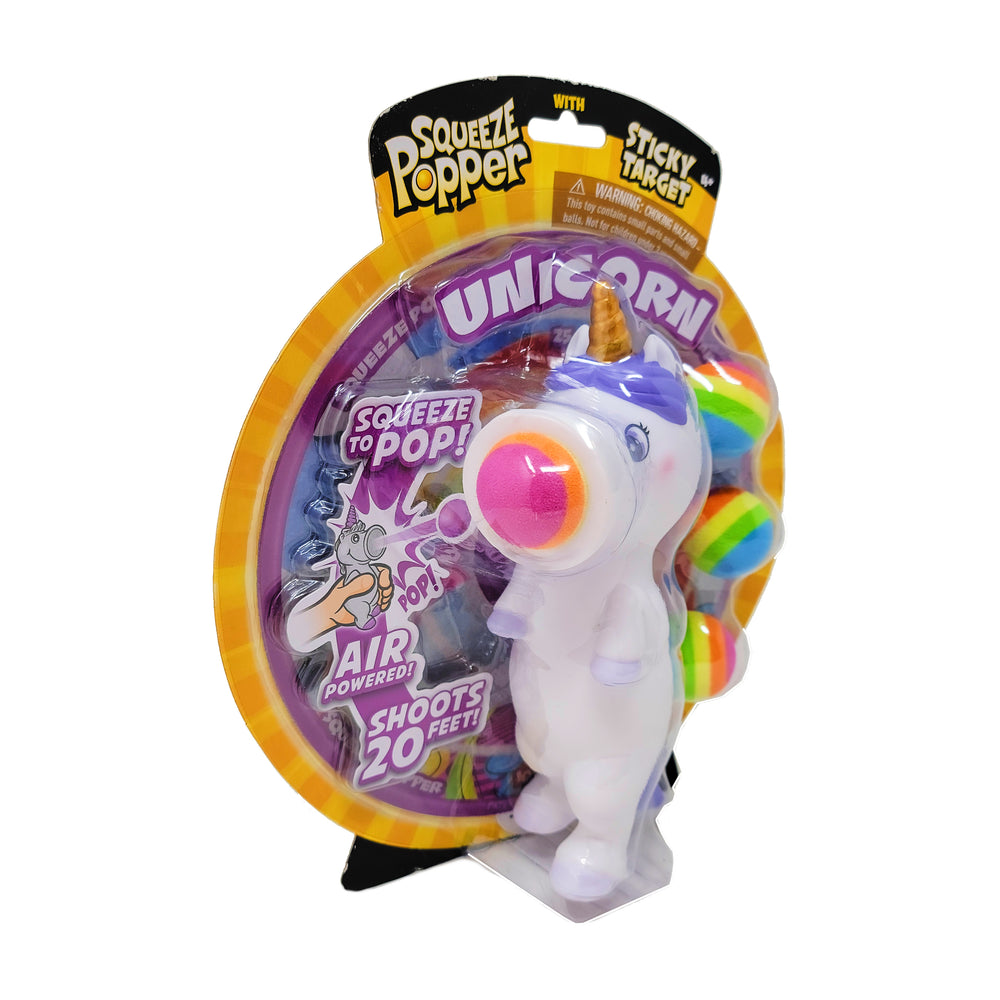 Magical White Unicorn Squeeze Popper with Sticky Target