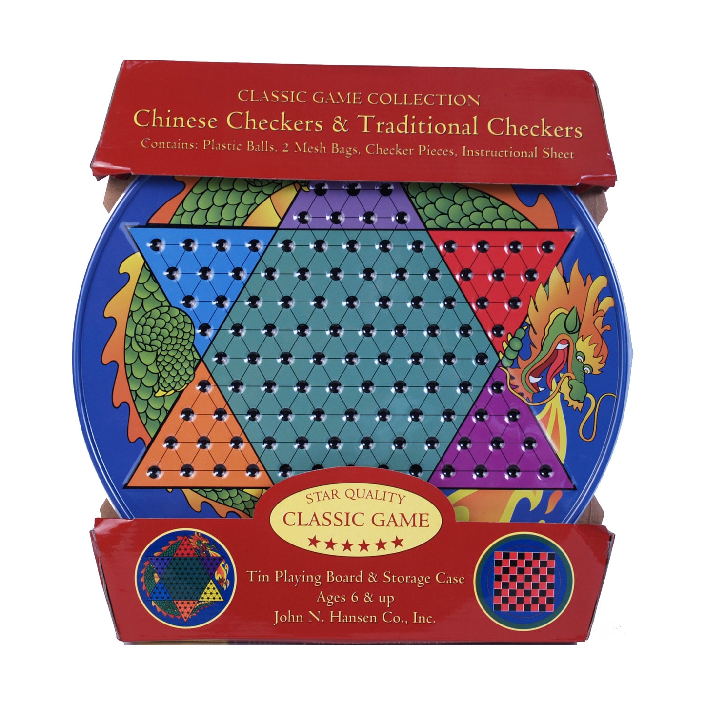 Dragon Duel Chinese Checkers & Traditional Checkers Game Tin