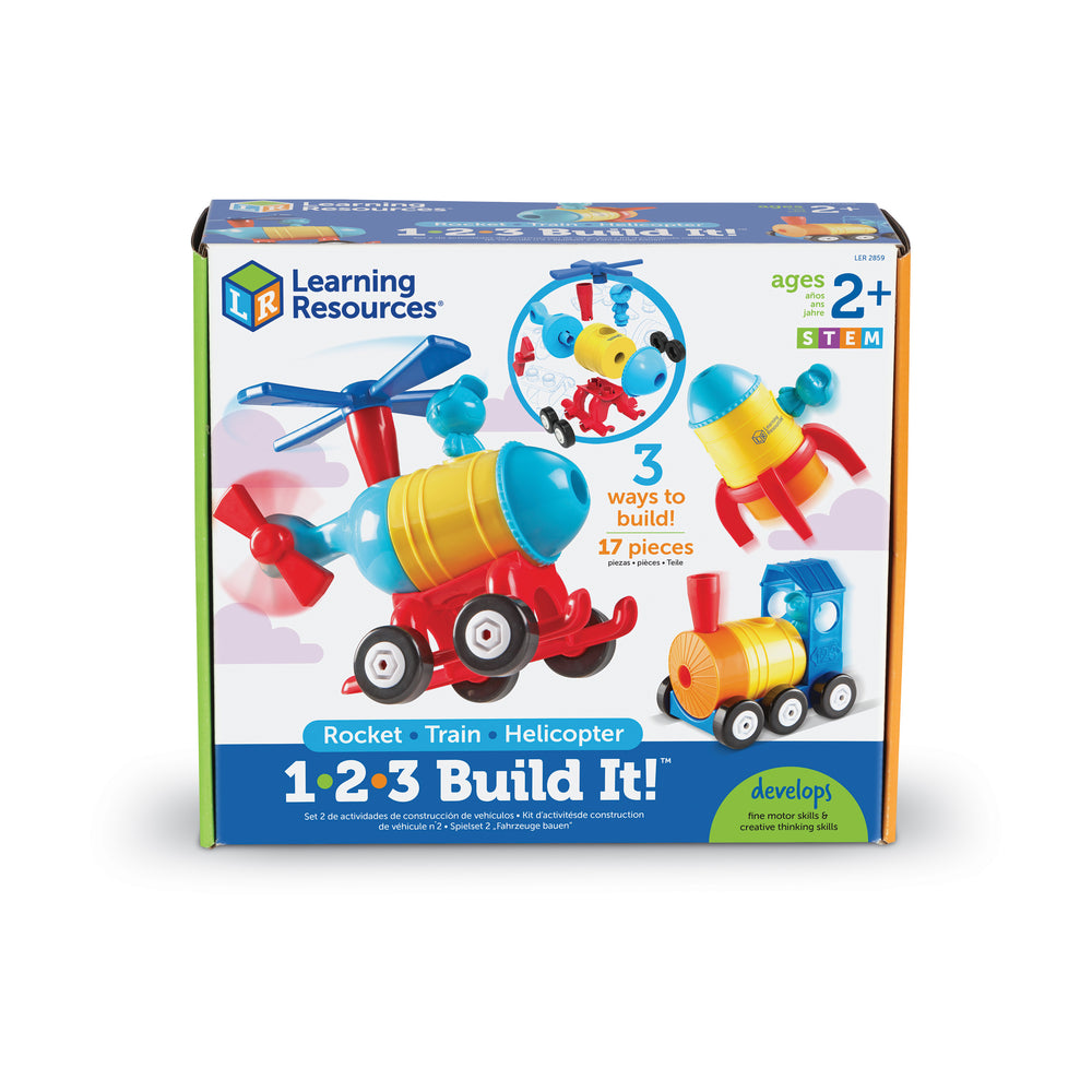 1-2-3 Build It! Rocket-Train-Helicopter - Creative Toddler Play Set