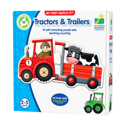 My First Match It! Tractors & Trailers - Colorful Counting Puzzle Set