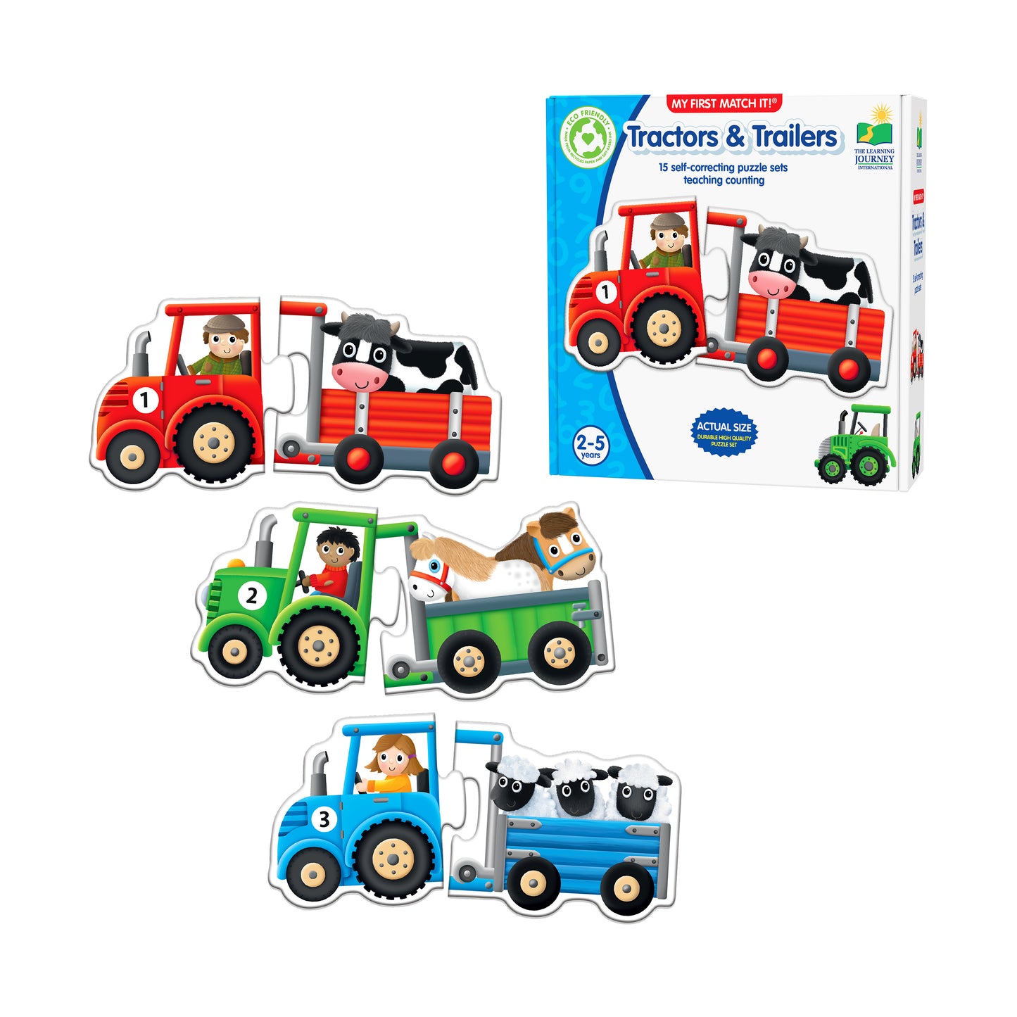 My First Match It! Tractors & Trailers - Colorful Counting Puzzle Set