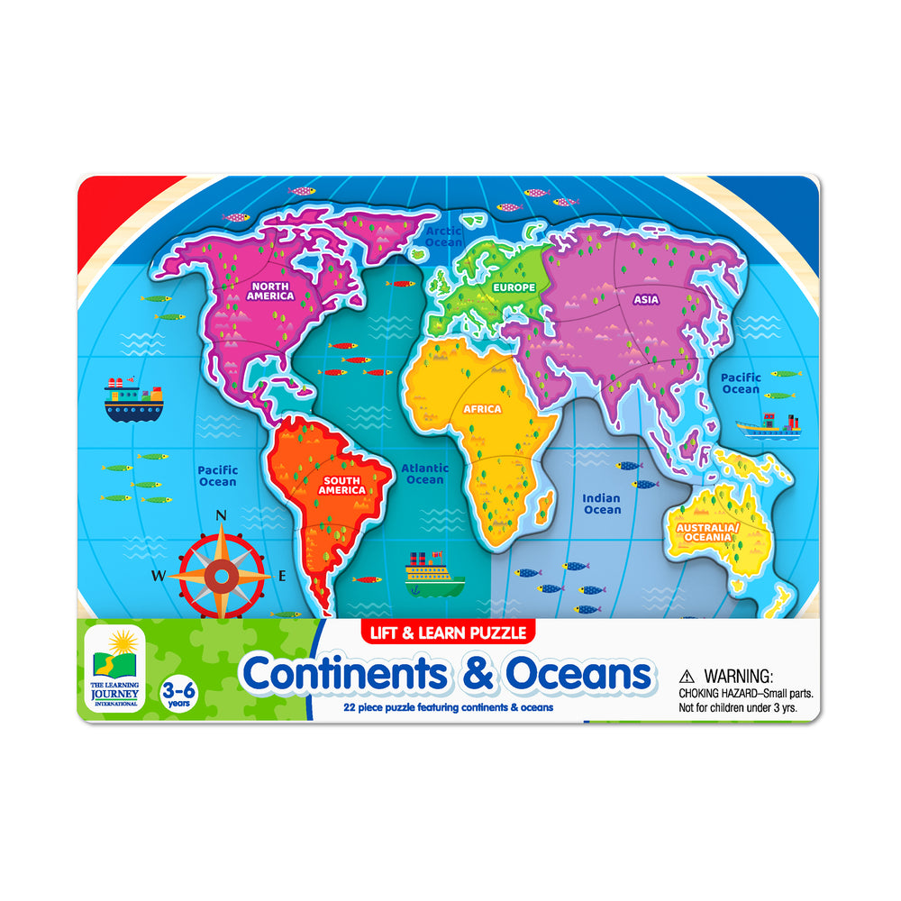 Lift & Learn Puzzle - Global Explorer - Continents & Oceans - 22 Pieces