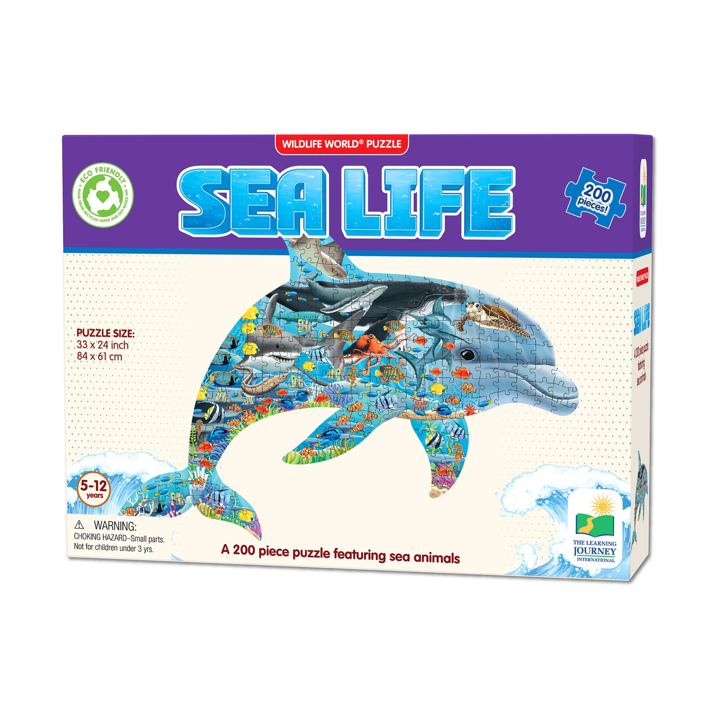 Wildlife World Dolphin-Shaped Sea Life Puzzle - 200 pc