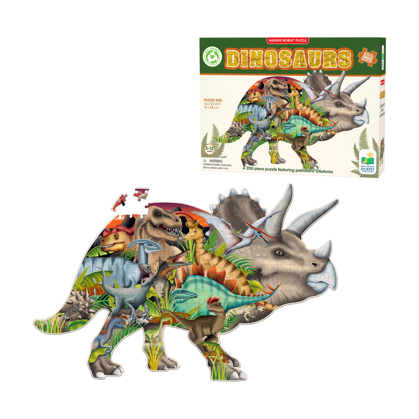 Wildlife World Triceratops-Shaped Dinosaur Puzzle - 200 pcs