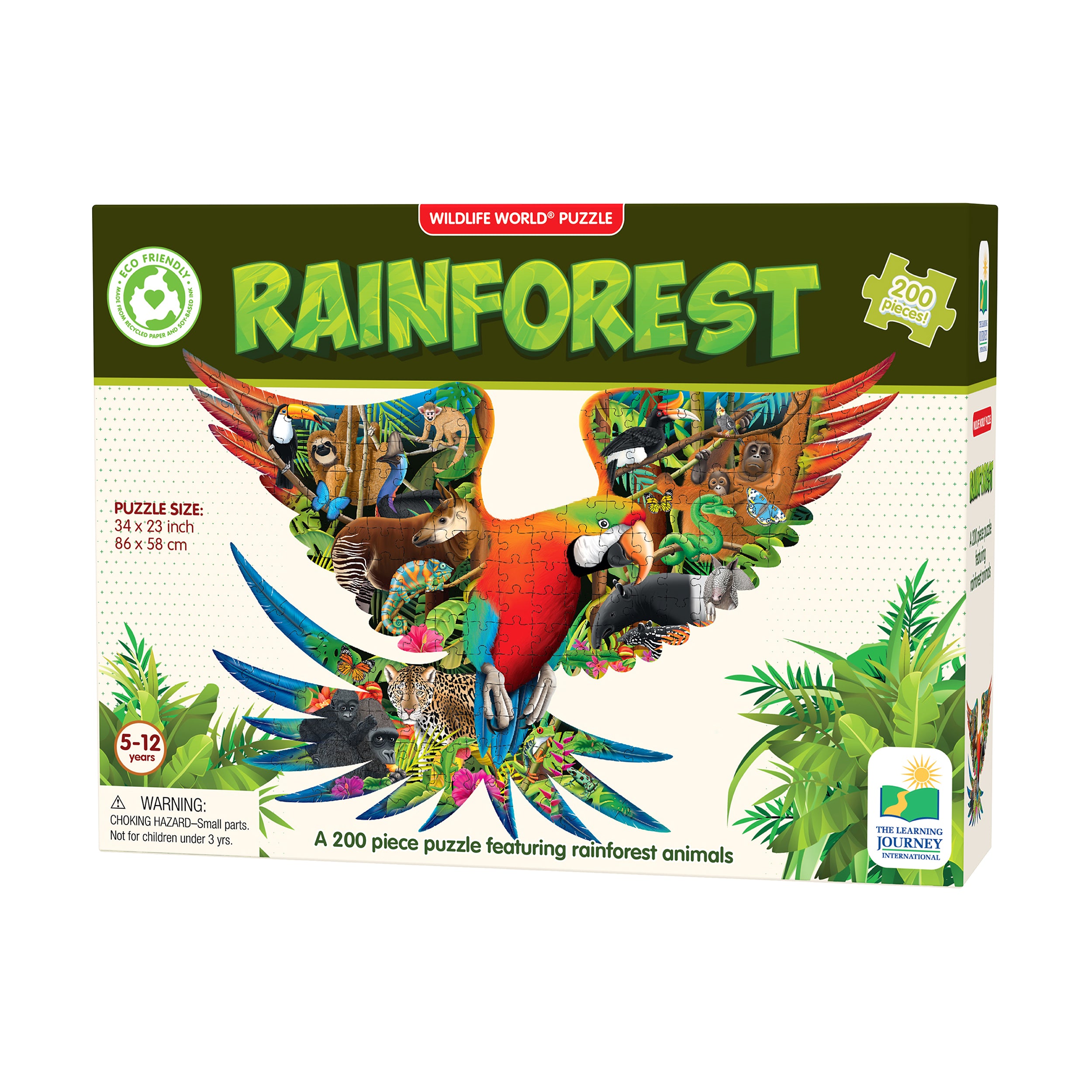 Wildlife World Rainforest Parrot Shaped Jigsaw Puzzle - 200 pcs – Toys