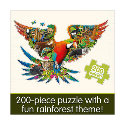 Wildlife World Rainforest Parrot Shaped Jigsaw Puzzle - 200 pcs