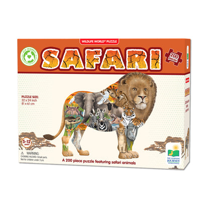 Wildlife World Safari Lion Shaped Jigsaw Puzzle - 200 pcs