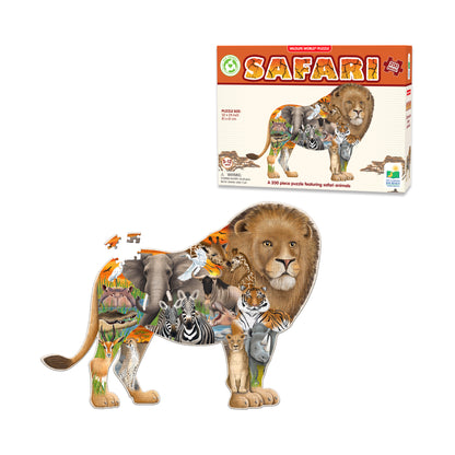 Wildlife World Safari Lion Shaped Jigsaw Puzzle - 200 pcs