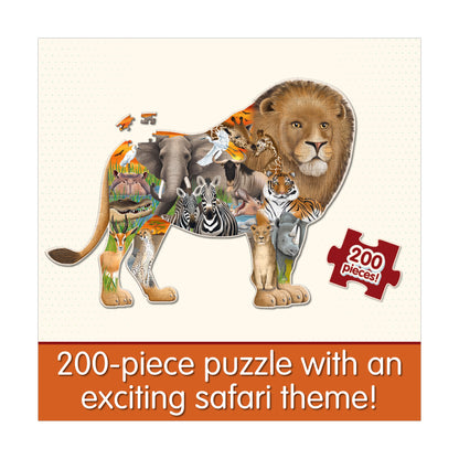 Wildlife World Safari Lion Shaped Jigsaw Puzzle - 200 pcs