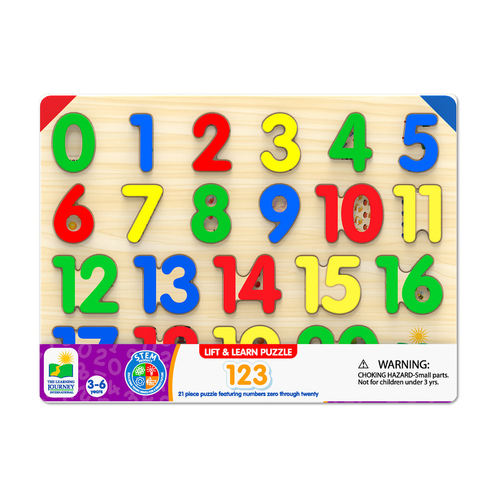 Lift & Learn Colorful Numbers Tray Puzzle - 21 pcs