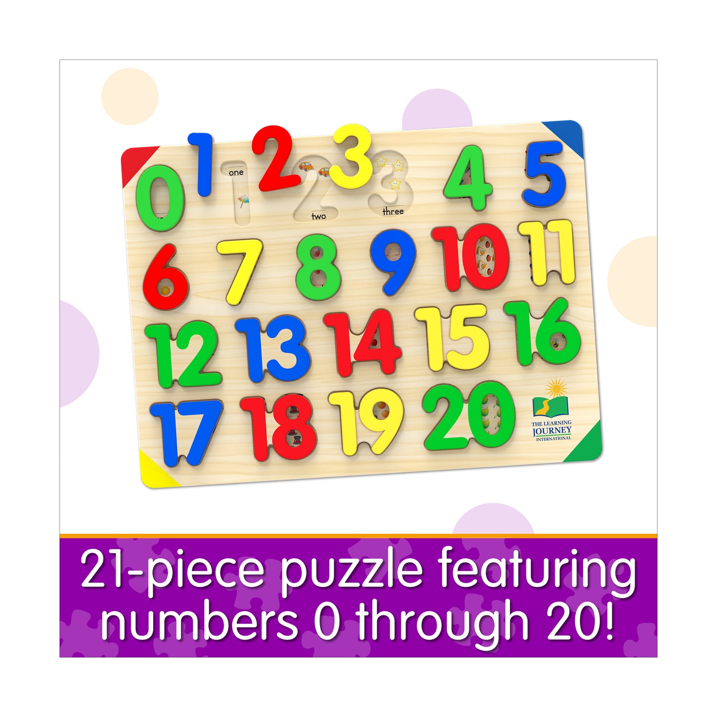 Lift & Learn Colorful Numbers Tray Puzzle - 21 pcs