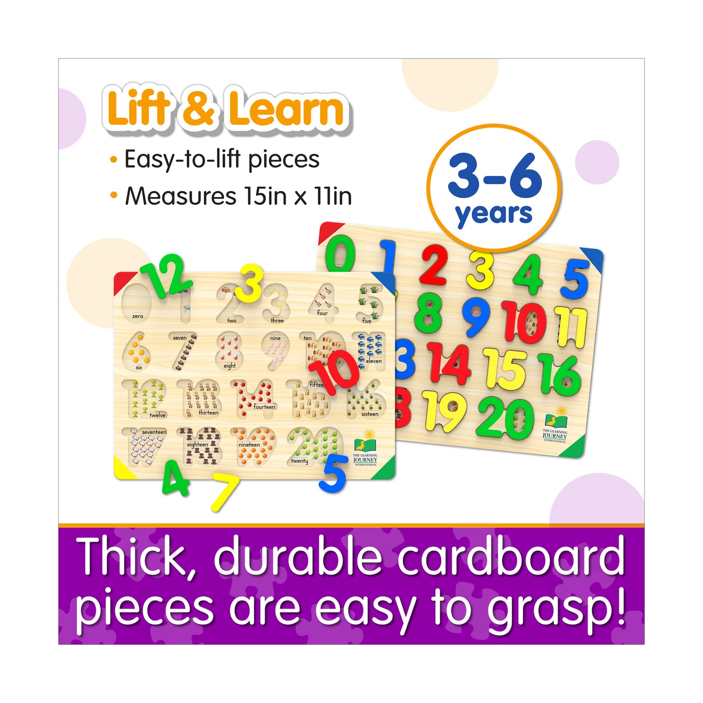 Lift & Learn Colorful Numbers Tray Puzzle - 21 pcs