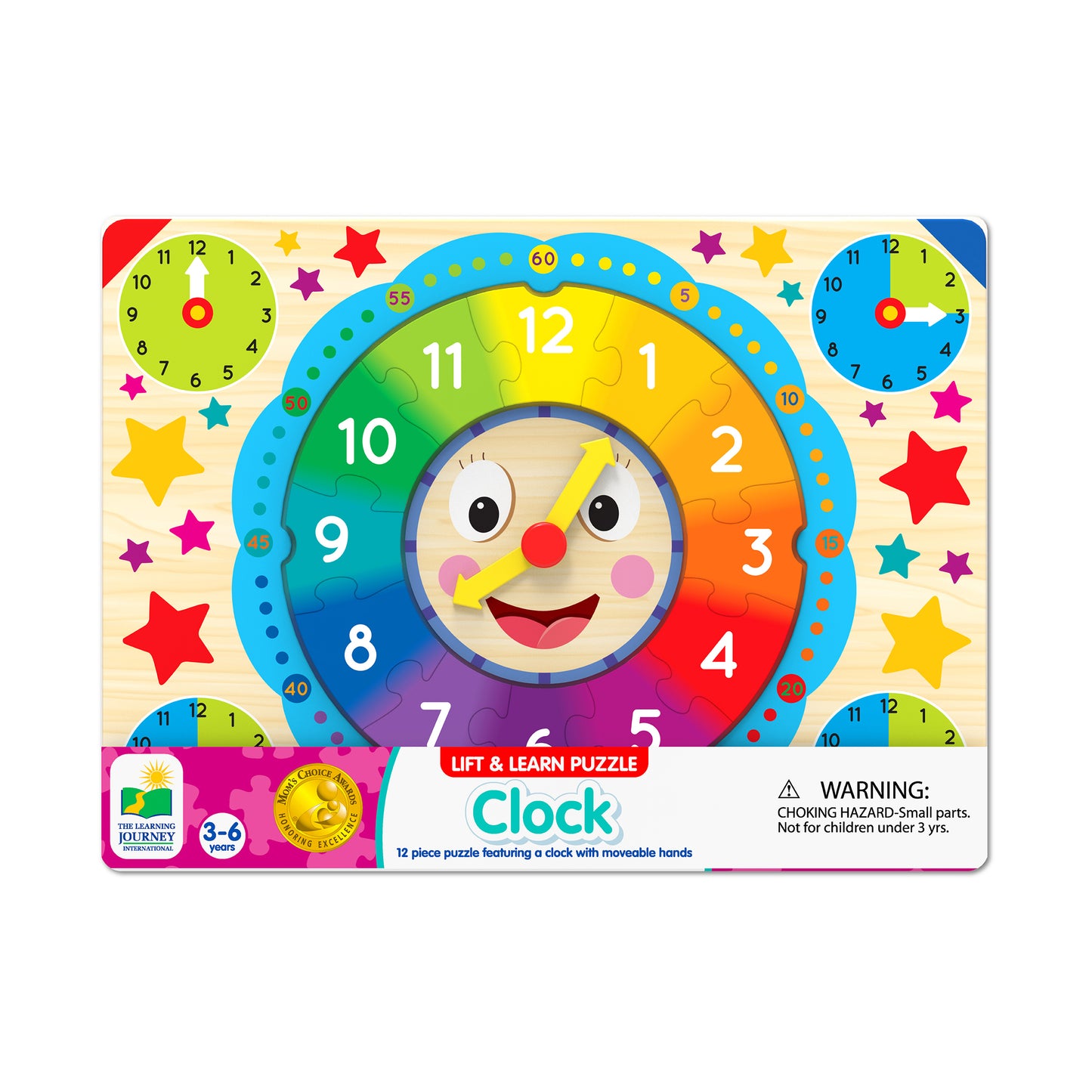 Colorful Time-Telling Lift & Learn Clock Puzzle - 12 pc