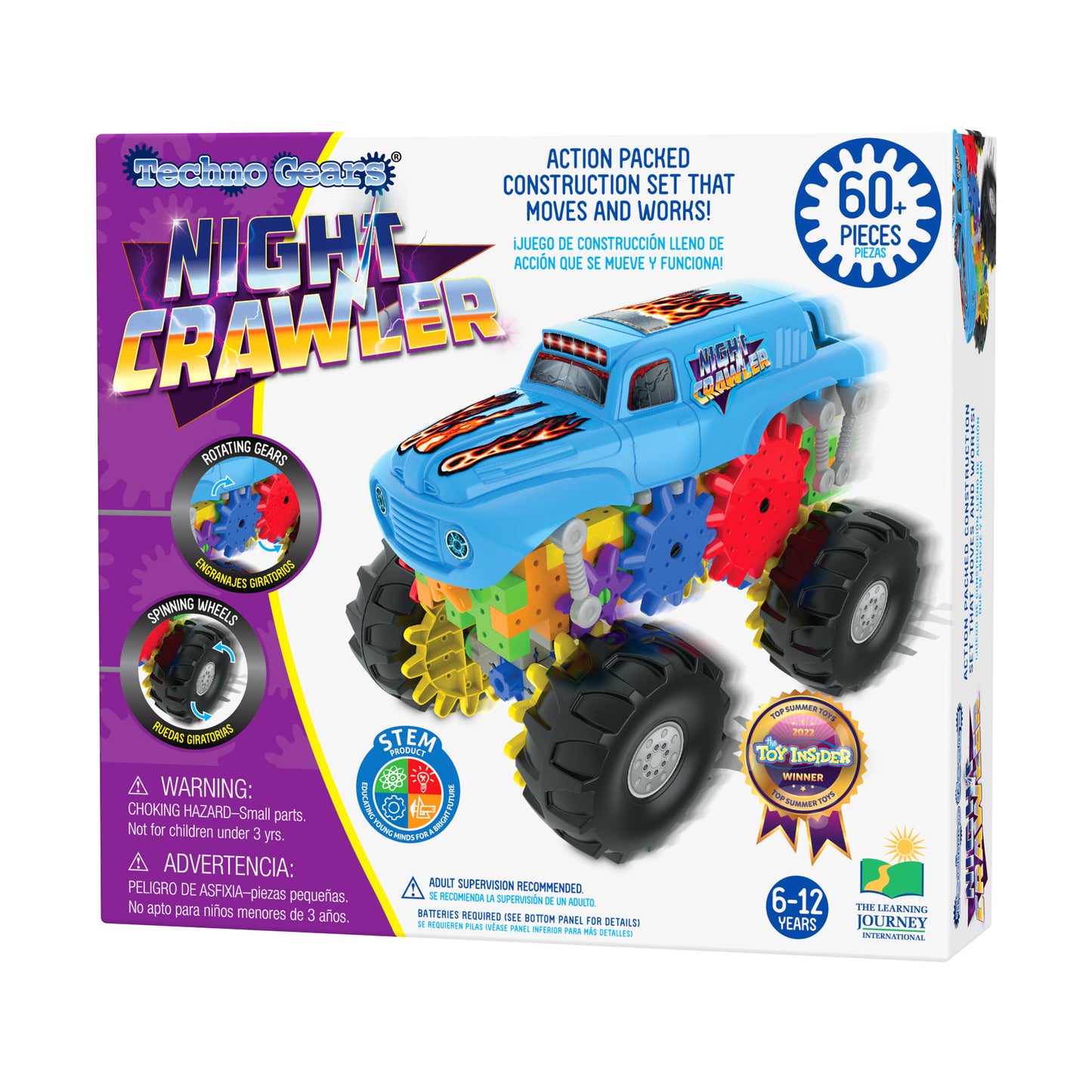 Techno Gears Night Crawler Monster Truck Building Set - 60+ Pieces