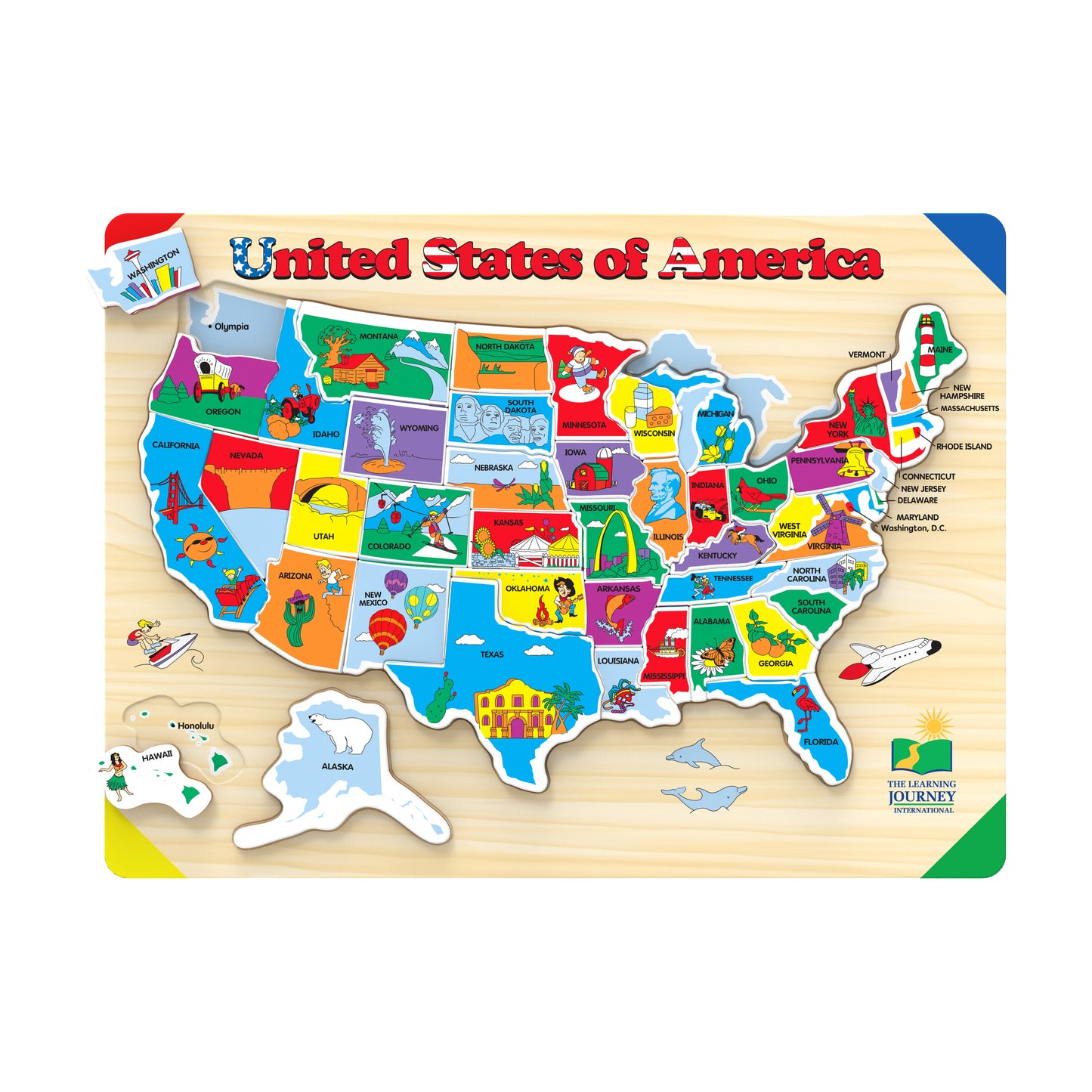 Lift & Learn USA Map Wooden Puzzle - 40 pc