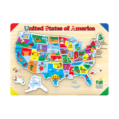 Lift & Learn USA Map Wooden Puzzle - 40 pc