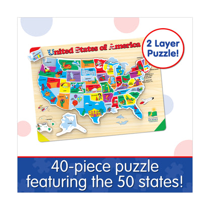 Lift & Learn USA Map Wooden Puzzle - 40 pc