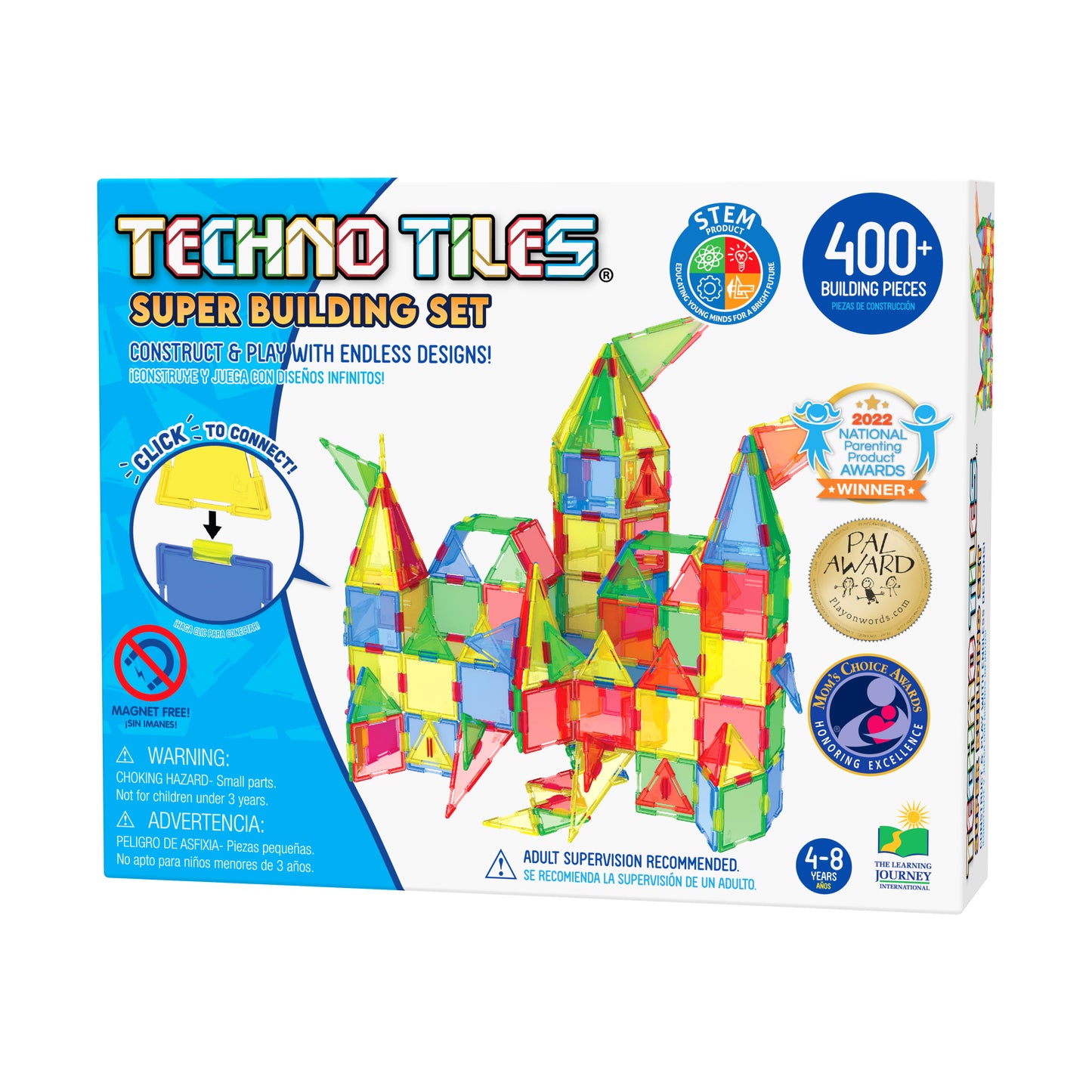 Techno Tiles Super Building Set - Primary Colors 400+ Pieces