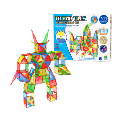 Techno Tiles Super Building Set - Primary Colors 400+ Pieces