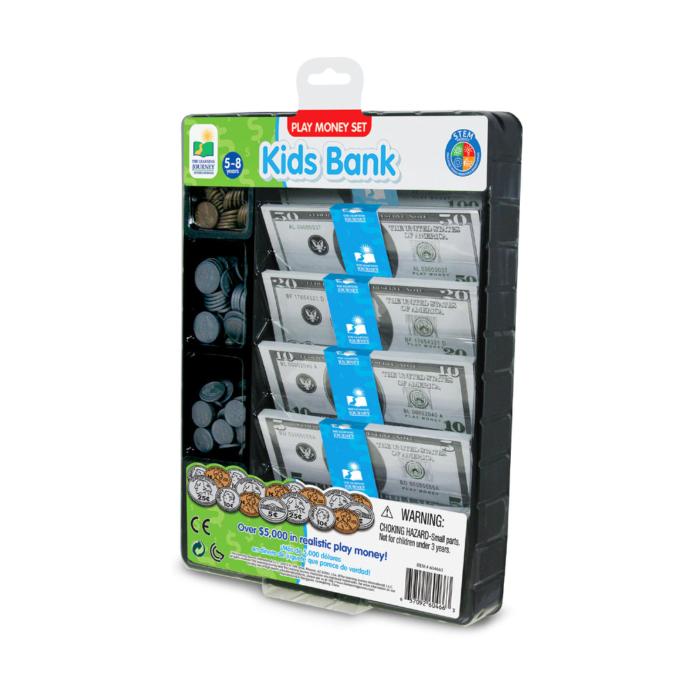 Kids Bank Ultimate Play Money Set - Realistic Toy Cash and Coins