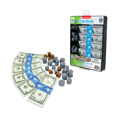 Kids Bank Ultimate Play Money Set - Realistic Toy Cash and Coins