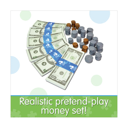 Kids Bank Ultimate Play Money Set - Realistic Toy Cash and Coins