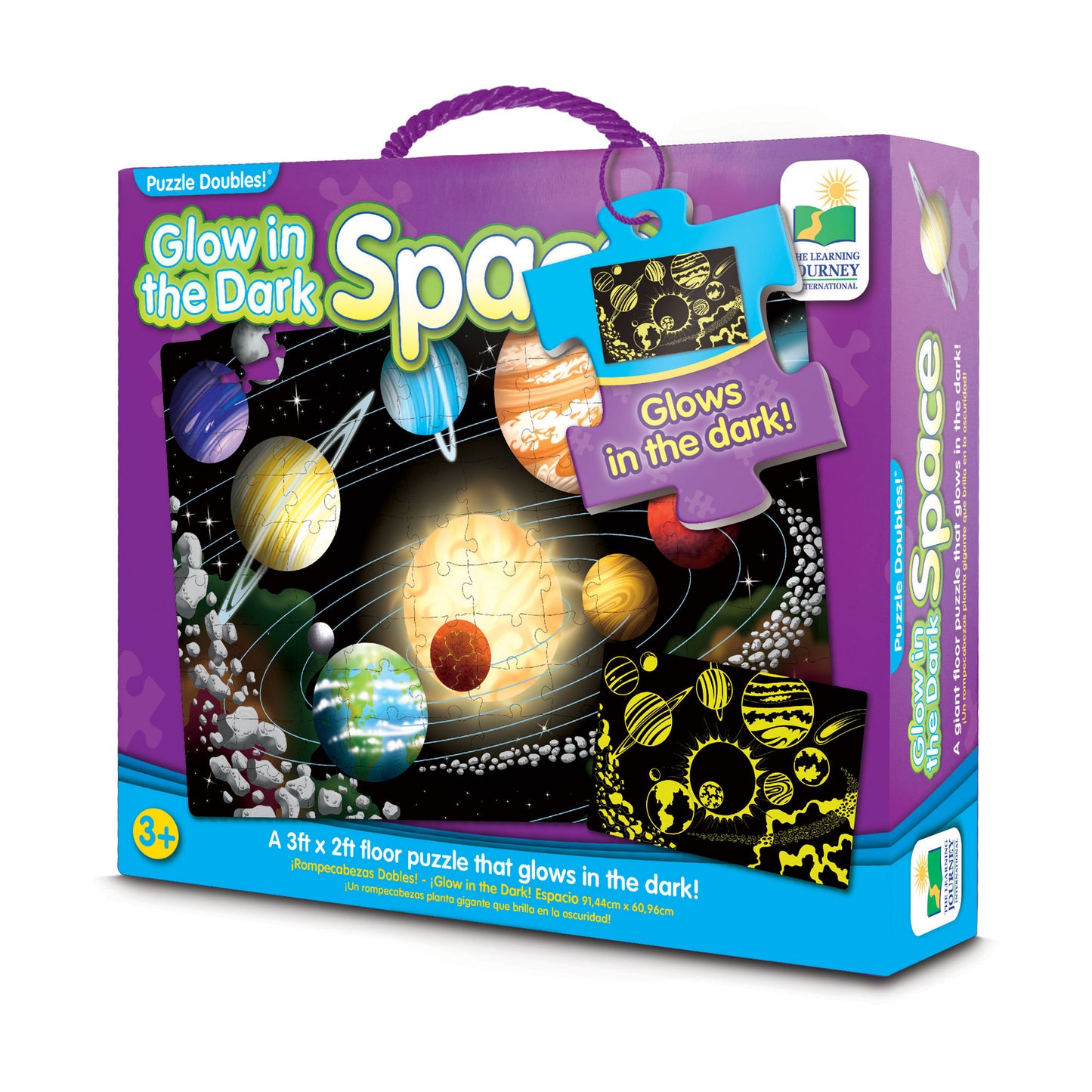 Puzzle Doubles! Glow in the Dark Space Floor Puzzle - 100 pc