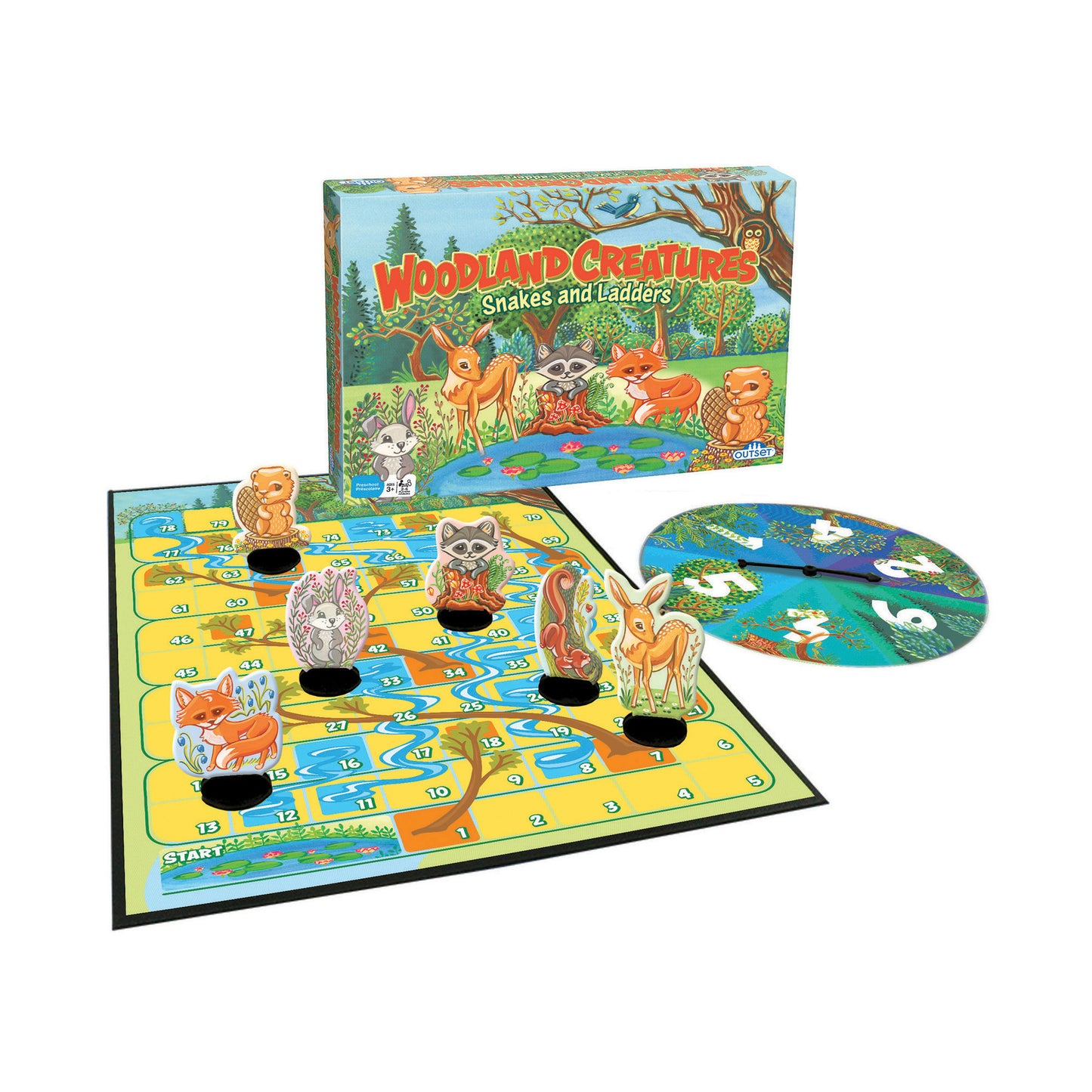 Woodland Creatures Snakes and Ladders Family Board Game