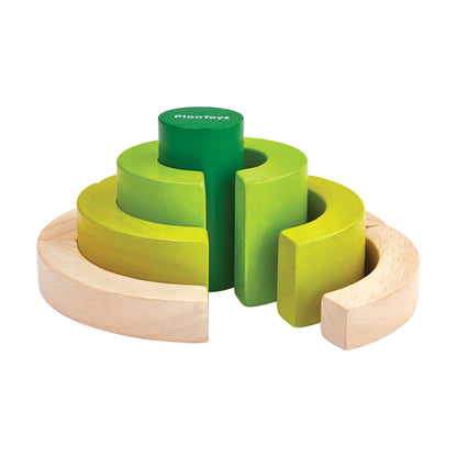 Plan Toys Colorful Curve Blocks Set - Educational Circle Building Game