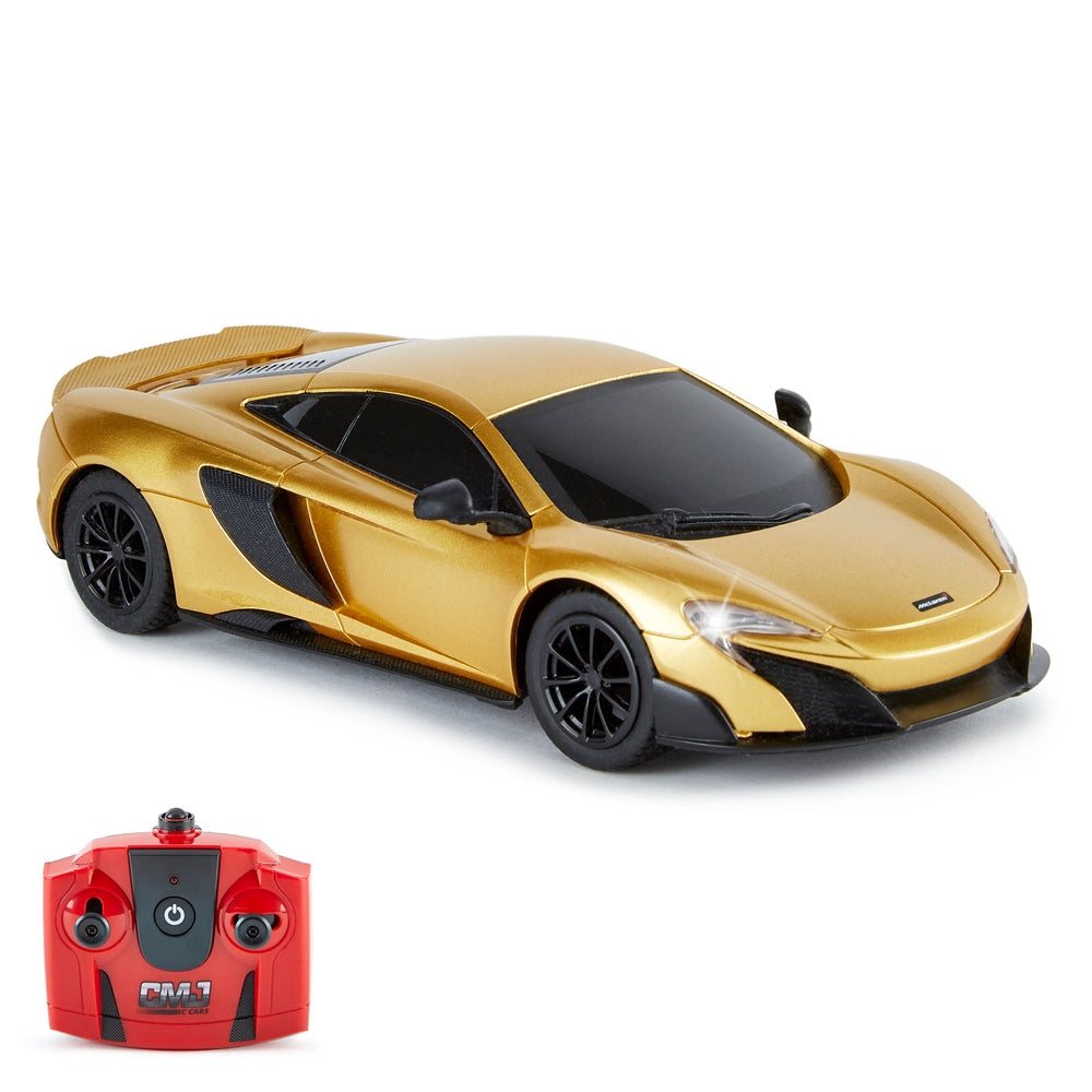 CMJ RC Cars: McLaren 675LT - Gold - 1:24 Scale, 2.4GHz, Remote Control Sports Car with LED Headlights