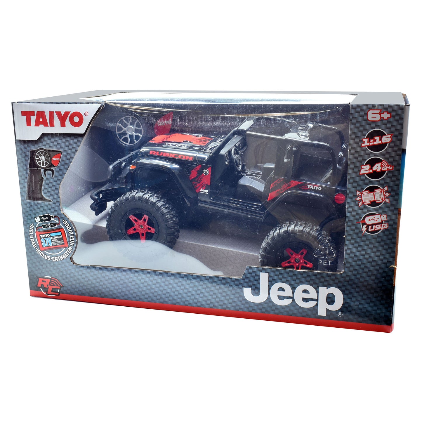 Taiyo Jeep Wrangler Rubicon 2 - 1:16 Scale R/C Vehicle - Black