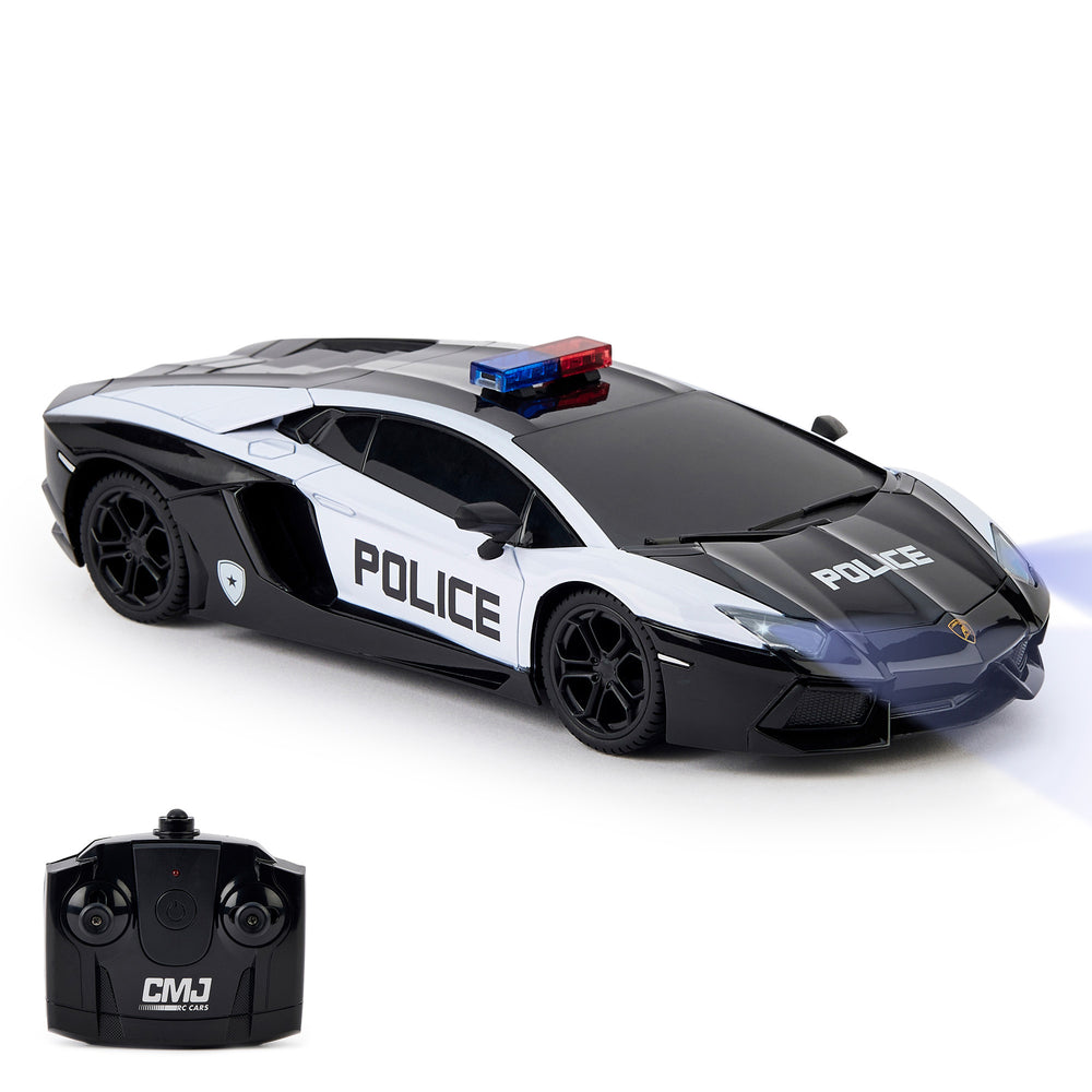 CMJ RC Cars - Lamborghini Aventador Police Car - 1:24 Scale, 2.4GHz, LED Headlights